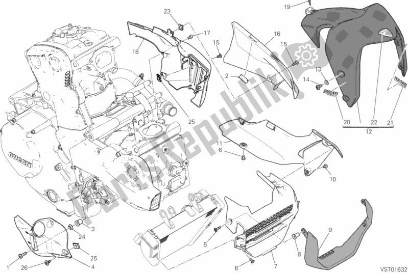 Todas as partes de Meia Carenagem do Ducati Monster 1200 S 2019